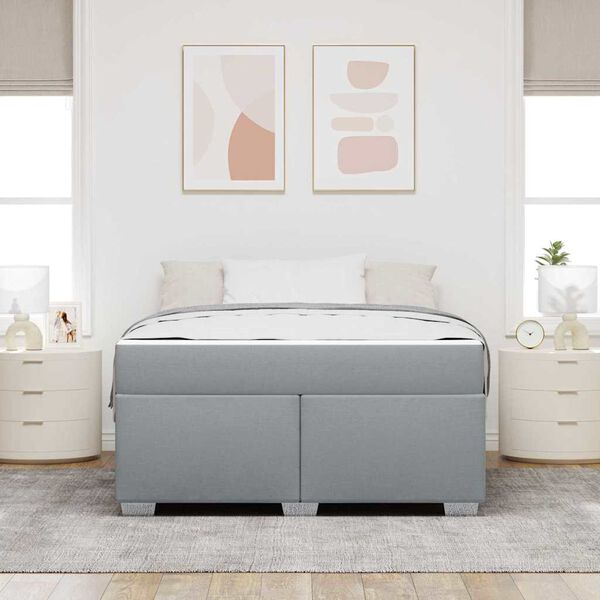 vidaXL Estructura de cama con colch&oacute;n Gris Claro 140 x 200 cm tela
