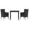 vidaXL Conjunto de Comedor de Jard&iacute;n 3 pcs Negro rat&aacute;n sint&eacute;tico