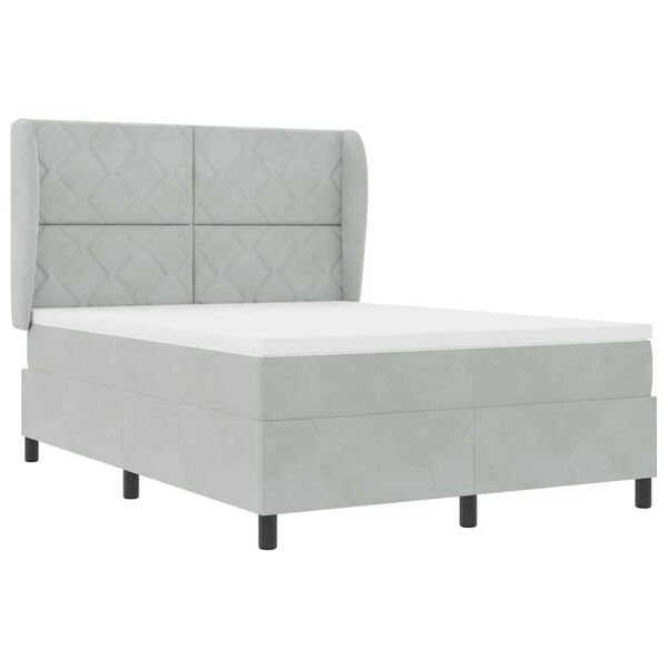 vidaXL Cama tipo Box Spring Gris Claro 200 x 140 cm Poli&eacute;ster