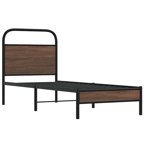 vidaXL Estructura de cama sin colch&oacute;n 80x200 cm madera marr&oacute;n roble