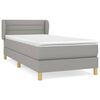 vidaXL Cama box spring con colch&oacute;n tela gris claro 100x200 cm