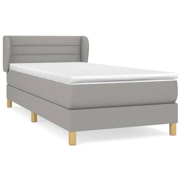 vidaXL Cama box spring con colch&oacute;n tela gris claro 100x200 cm