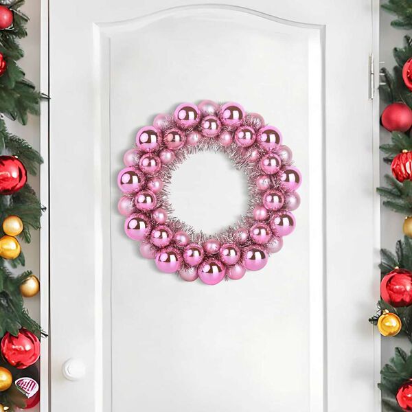 vidaXL Coronas de Bolas de Navidad 2 pcs Rosa 33 x 33 x 7 cm