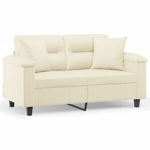 vidaXL Sof&aacute; de 2 plazas con cojines cuero sint&eacute;tico color crema 120 cm