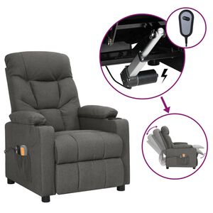 vidaXL Sill&oacute;n de masaje el&eacute;ctrico tela gris oscuro
