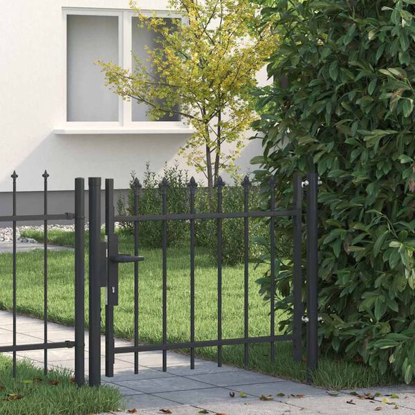vidaXL Puerta de cerca con cerradura Gris 103 x 250 cm