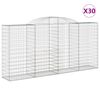 vidaXL Cestas gaviones 30 uds forma de arco hierro 300x50x140/160 cm