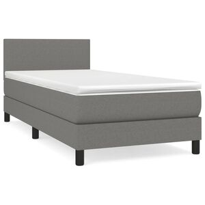 vidaXL Cama box spring con colch&oacute;n tela gris oscuro 80x200 cm