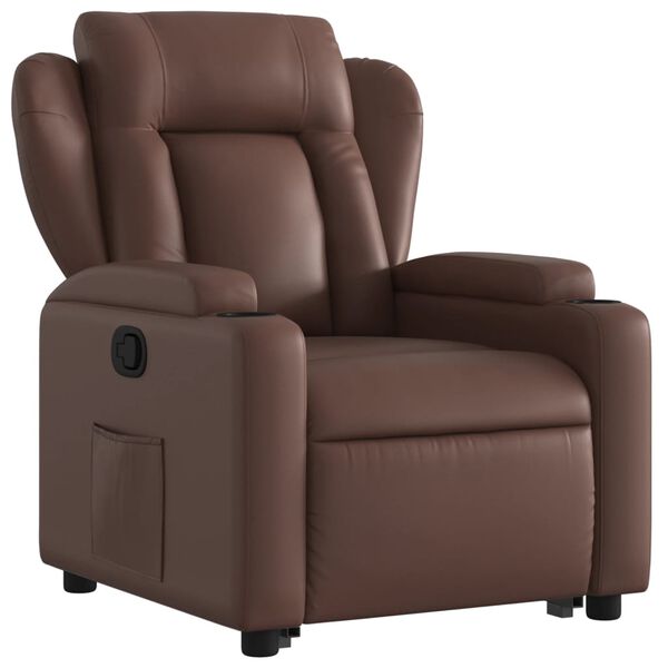vidaXL Sill&oacute;n reclinable elevable cuero sint&eacute;tico marr&oacute;n