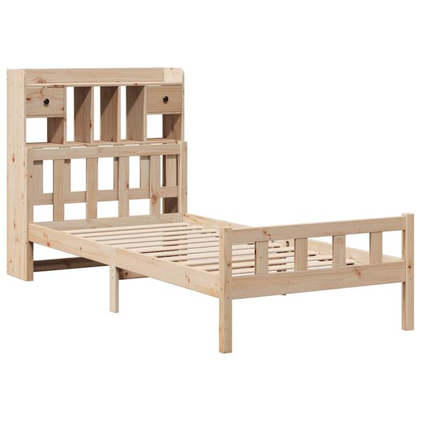 vidaXL Cama con estantería sin colchón madera maciza de pino 90x190 cm