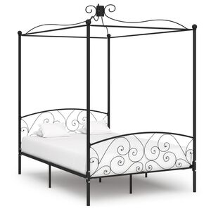 vidaXL Estructura cama con dosel sin colchón metal negro 120x200 cm