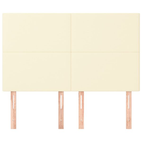 vidaXL Cabecero de cama color crema 144x5x118/128 cm Piel sint&eacute;tica
