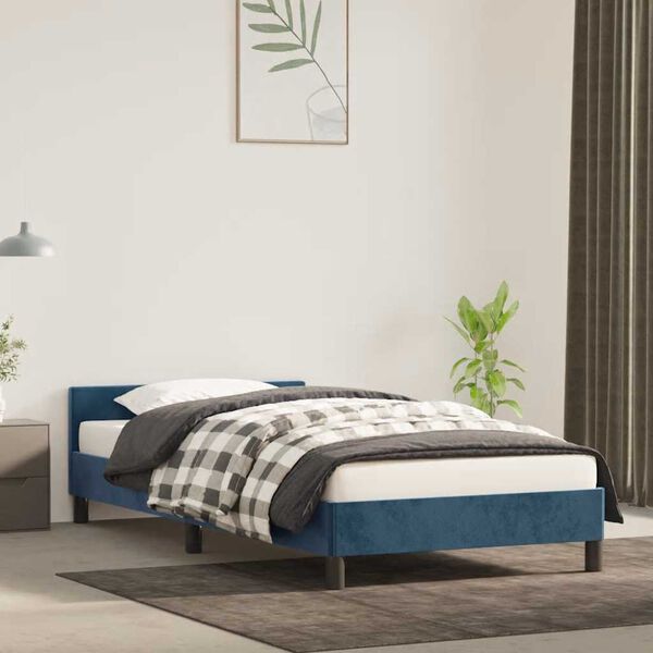 vidaXL Estructura de cama sin colchón terciopelo azul oscuro 90x200 cm