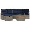 vidaXL Conjunto de sof&aacute;s de jard&iacute;n 7 uds. Gris rat&aacute;n sint&eacute;tico