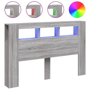 vidaXL Cabecero LED madera ingenier&iacute;a gris Sonoma 160x18,5x103,5 cm