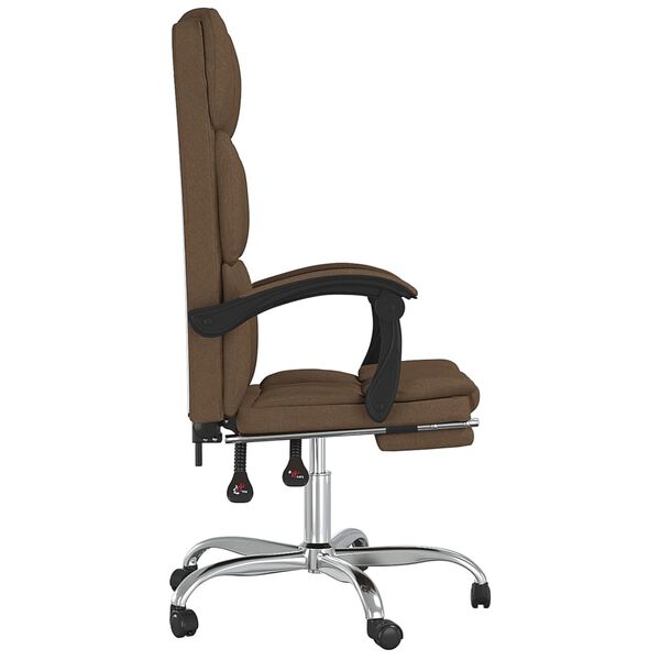 vidaXL Silla de oficina reclinable de tela marr&oacute;n