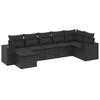 vidaXL Set de comedor de jard&iacute;n 7 pzas y cojines rat&aacute;n sint&eacute;tico negro