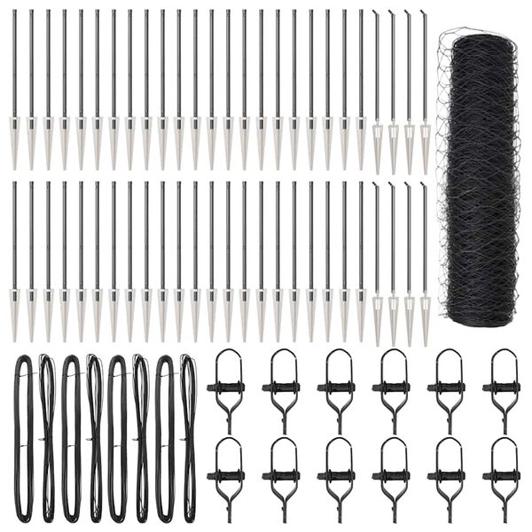 vidaXL Poste de Valla Gris 100 x 0,8 m (malla de 50 mm) Acero y PVC