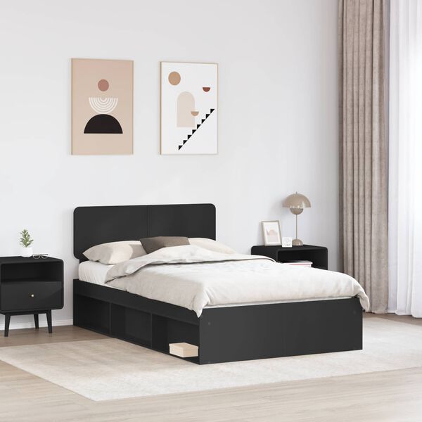 vidaXL Estructura de cama Negro 120 x 190 cm Madera de pino macizo
