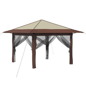 vidaXL Gazebo con 4 Paredes Laterales Crema y marr&oacute;n