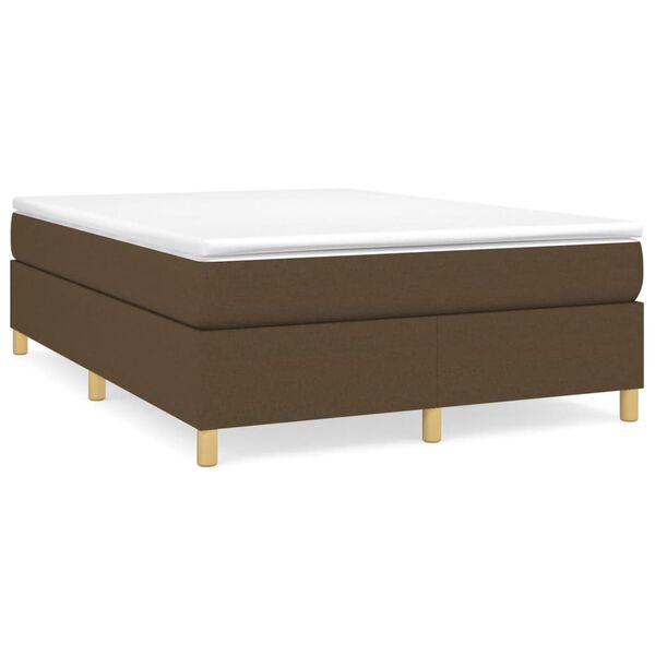 vidaXL Estructura de cama con somier tela marr&oacute;n oscuro 140x190 cm