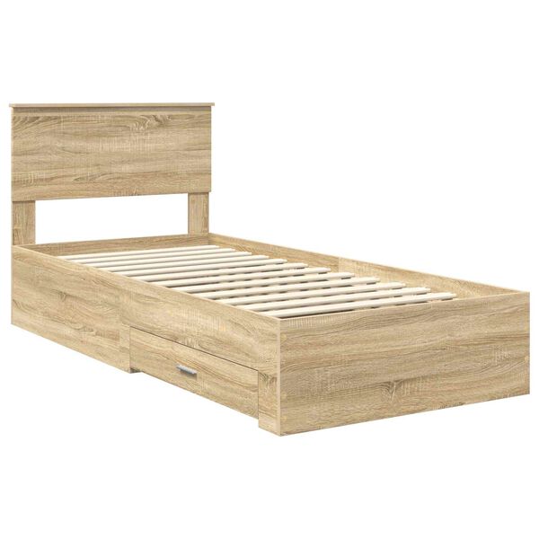 vidaXL Estructura de cama con cabecera Roble Sonoma 90 x 200 cm
