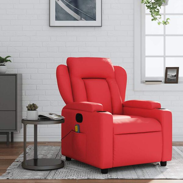 vidaXL Sill&oacute;n de masaje reclinable cuero sint&eacute;tico rojo