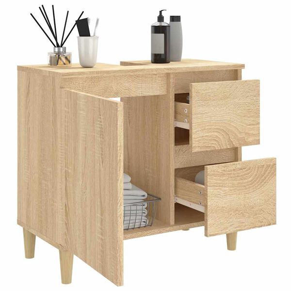 vidaXL Armario de ba&ntilde;o madera contrachapada roble Sonoma 65x33x60 cm