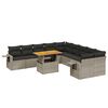 vidaXL Set de sof&aacute;s de jard&iacute;n 11 pzas y cojines rat&aacute;n sint&eacute;tico gris