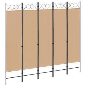 vidaXL Biombos de 5 Paneles Beige 200 x 180 cm Tela