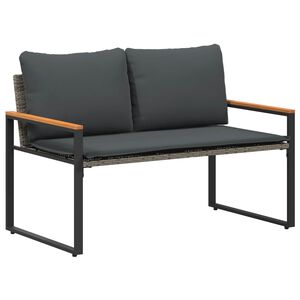 vidaXL Banco con coj&iacute;n Gris y Gris Oscuro 115 x 65 x 72 cm Rat&aacute;n