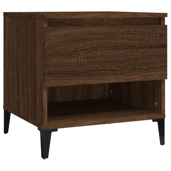 vidaXL Mesa auxiliar madera contrachapada roble marr&oacute;n 50x46x50 cm