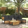 vidaXL Set de sofás de jardín con cojines 5 pzas madera maciza acacia