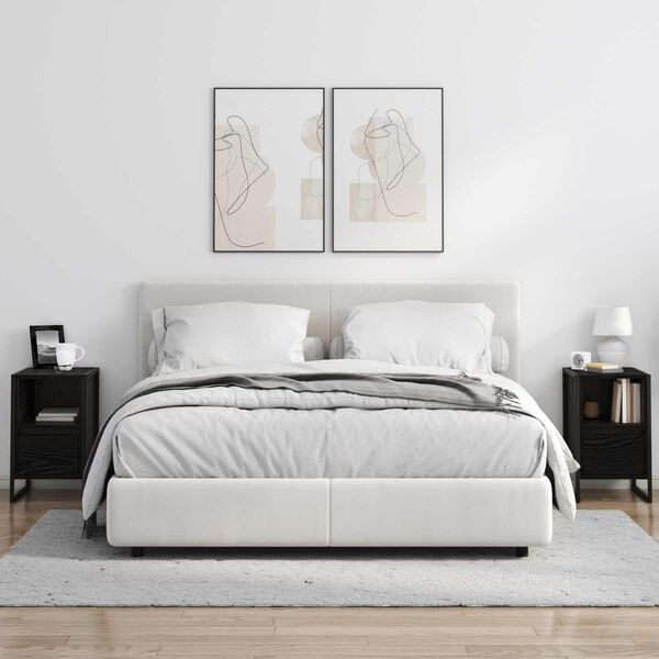 vidaXL Mesa de Noche con caj&oacute;n Roble Negro 39,5 x 30 x 50 cm