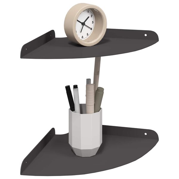 vidaXL Estante Flotante de Esquina 2 pcs Negro 24 x 24 x 2 cm