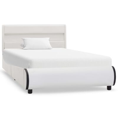 vidaXL Estructura de cama con LED de cuero sintético blanco 100x200 cm