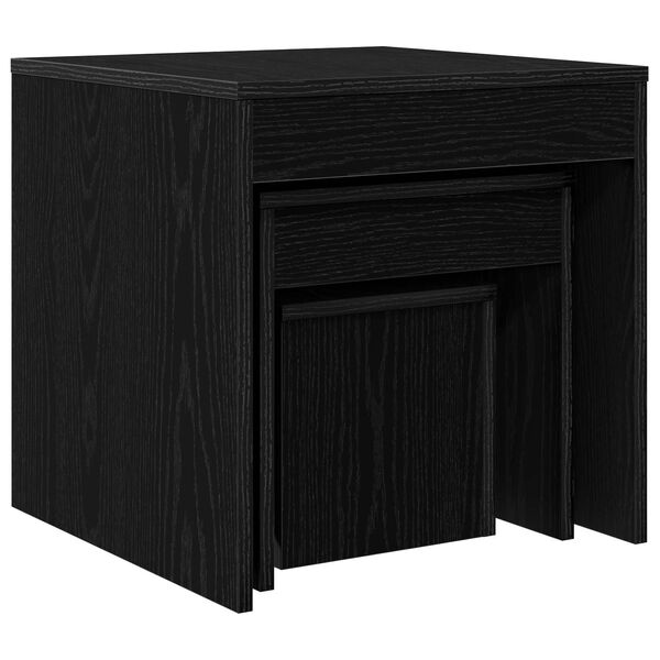 vidaXL Mesa de Caf&eacute; 3 pcs Roble Negro Madera de ingenier&iacute;a