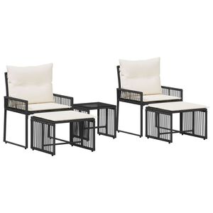 vidaXL Juego de muebles de exterior con coj&iacute;n 11 pcs Negro y Crema