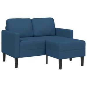 vidaXL Sof&aacute; de 2 plazas con chaise longue en forma L Tela Azul 125 cm