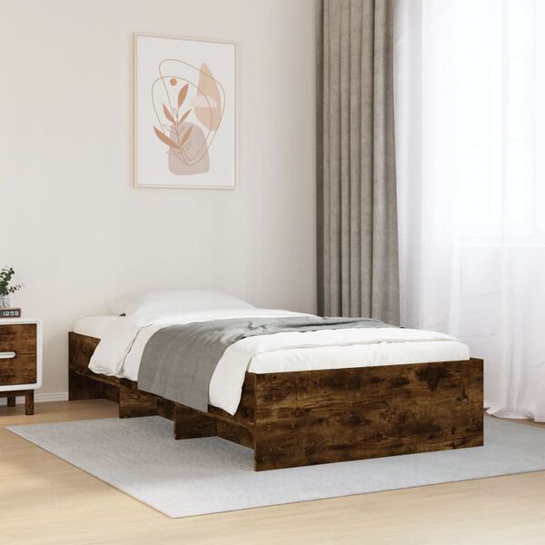 vidaXL Estructura cama sin colch&oacute;n madera roble ahumado 75x190 cm