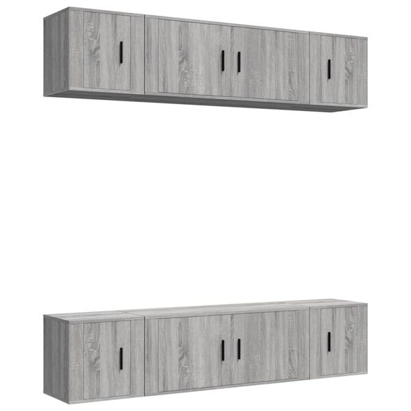 vidaXL Set de muebles para TV 6 pzas madera contrachapada gris Sonoma