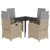 vidaXL Set comedor de jard&iacute;n 5 pzas con cojines rat&aacute;n sint&eacute;tico beige
