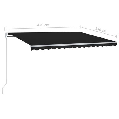 vidaXL Toldo manual retráctil con postes gris antracita 4,5x3,5 m