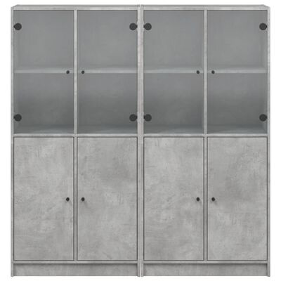 vidaXL Estantería con puertas madera de ingeniería gris 136x37x142 cm