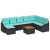 vidaXL Conjunto de sof&aacute;s de jard&iacute;n 9 pcs Negro rat&aacute;n sint&eacute;tico