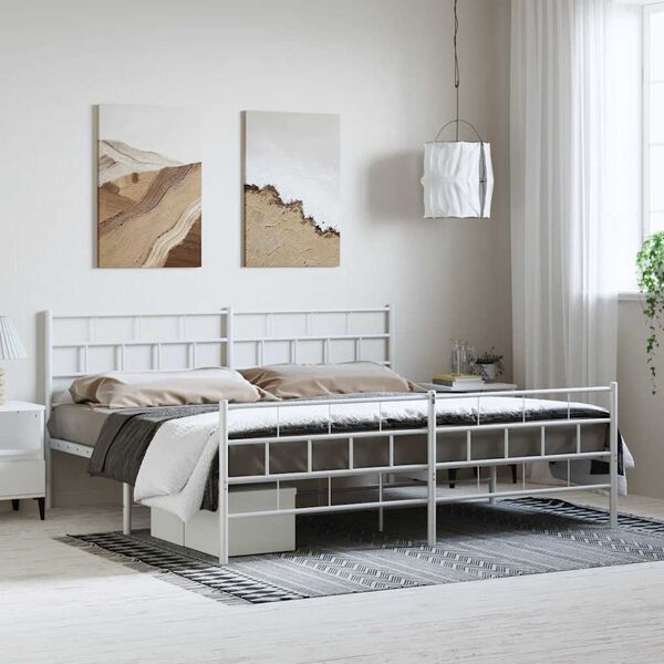 vidaXL Estructura cama sin colchón con estribo metal blanco 193x203 cm
