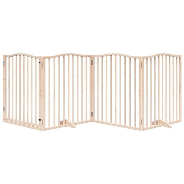vidaXL Puerta para perros plegable 4 paneles madera de &aacute;lamo 320 cm