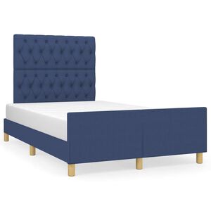 vidaXL Estructura de cama sin colch&oacute;n tela azul 120x200 cm