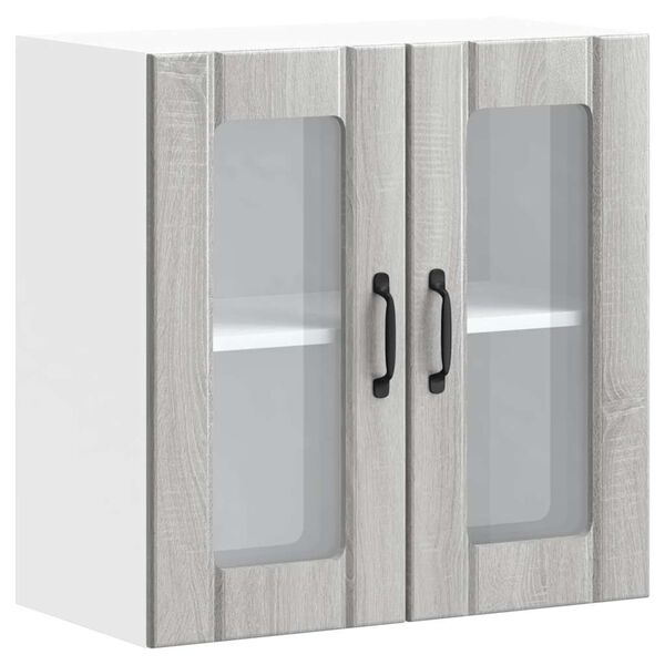 vidaXL Armario pared cocina puerta de cristal Lucca sonoma gris