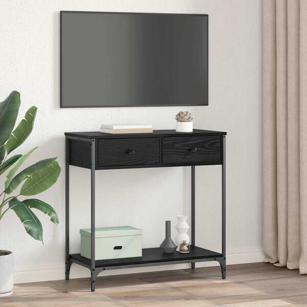 vidaXL Mesa Consola Roble Negro 75 x 34,5 x 75 cm Madera contrachapada